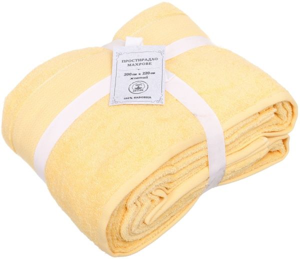 Простынь махра 200x220 см желтый ТЕКС 