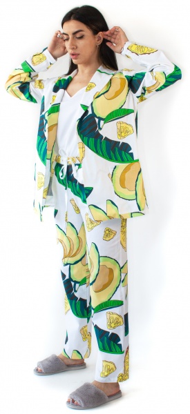 Костюм домашний женский Flis clothes Авокадо р. XL белый с принтом 