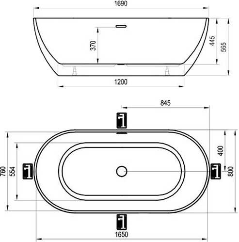 Ванна акрилова Ravak 169х80 см Freedom Q (XC00100022) 
