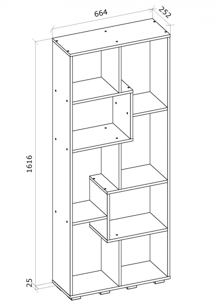 Этажерка Грейд Токио-А 1616х664х252 мм дуб сонома