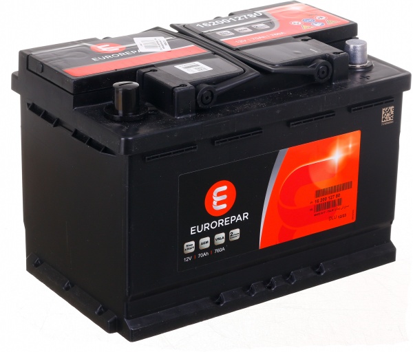 Аккумулятор автомобильный EUROREPAR 70Ah 760A 12V 1620012780 «+» справа (1620012780)