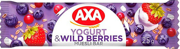 Молочный шоколад AXA Батончик со вкусом йогурта и лесных ягод 25 г