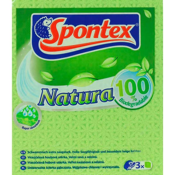 Набір серветок універсальні SPONTEX Natura вологопоглинальна 18x20 см см 3 шт./уп. салатовий