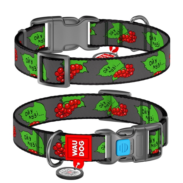 Ошейник Waudog Nylon для собак нейлоновый c QR-паспортом Калина S 4501-0228