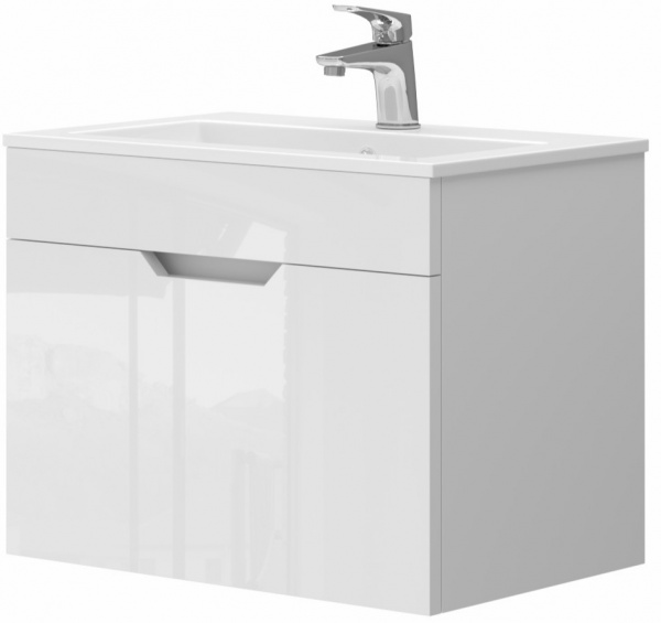 Тумба подвесная ЮВЕНТА Stefania - 60 белая с умывальником 