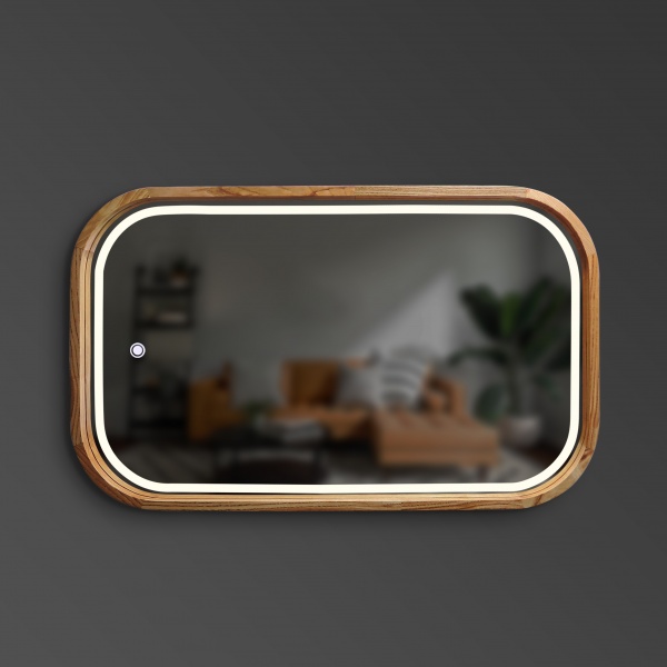 Зеркало со встроенной подсветкой Luxury Wood Reliability SLIM LED ясень темный 550x750 мм 
