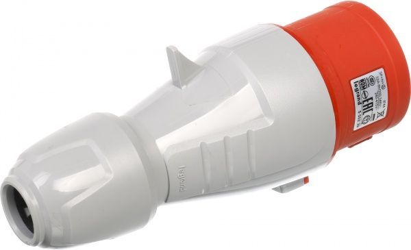 Вилка электрическая силовая с заземлением Legrand 32A 3К+Н+З 415В IP44 серый с красным 555239