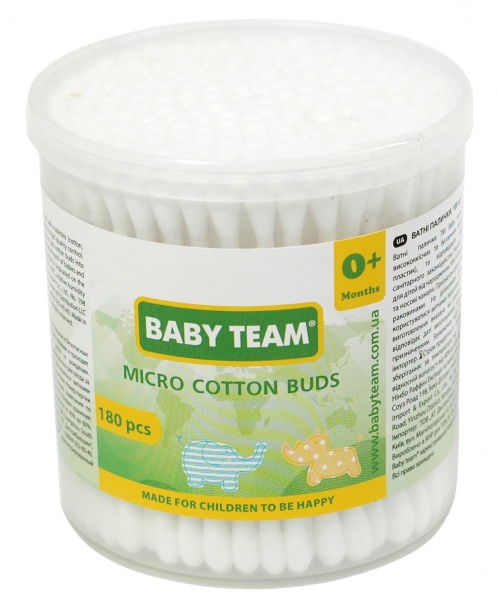 Ватні палички Baby Team 180 шт. (кругла)