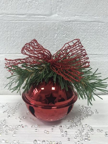 Декоративное изделие Діамантові ручки Елочное украшение Бубенчик 8 см красный 142027 