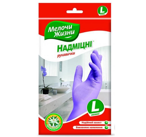 Перчатки латексные Мелочи Жизни суперкрепкие р.L 1 пар/уп. фиолетовые 