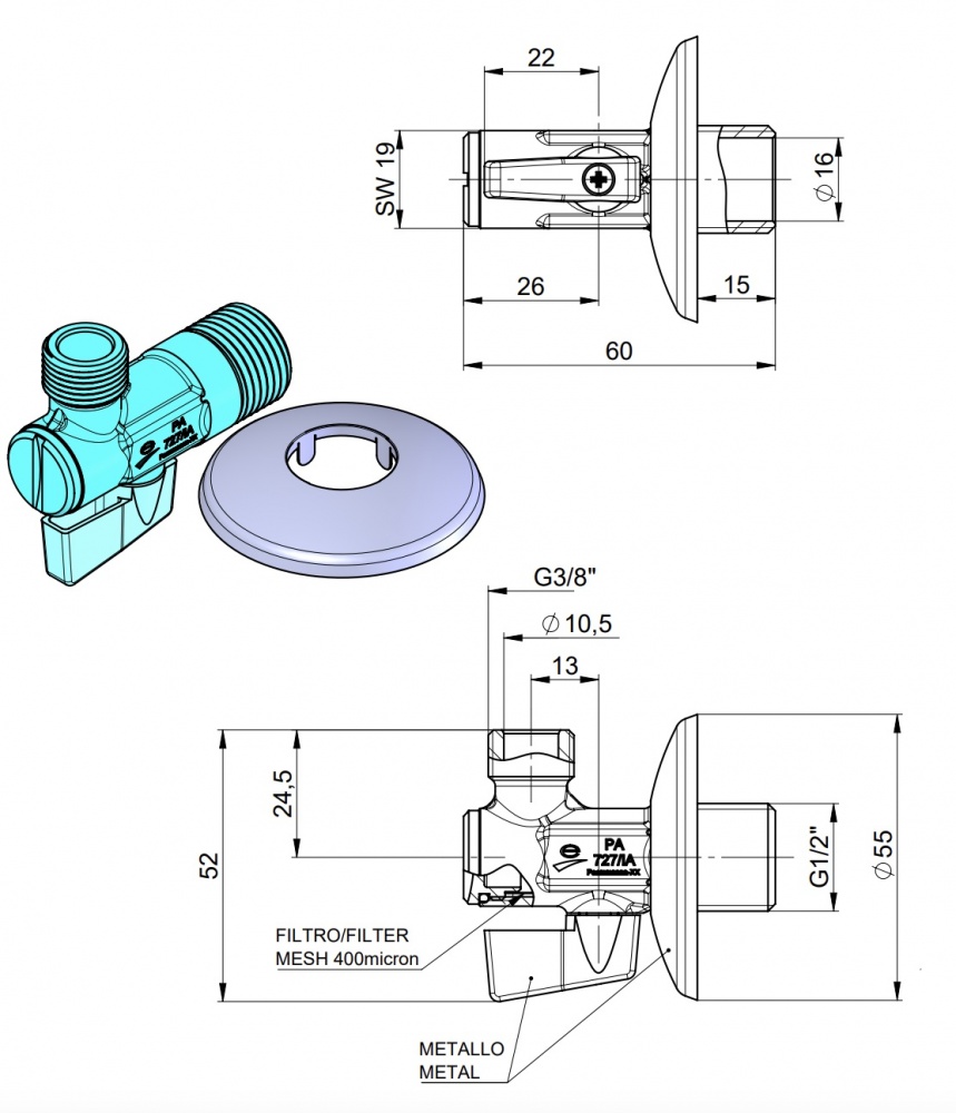 Кран шаровой Rhein приборный с фильтром 1/2x3/8 н-н 500000000