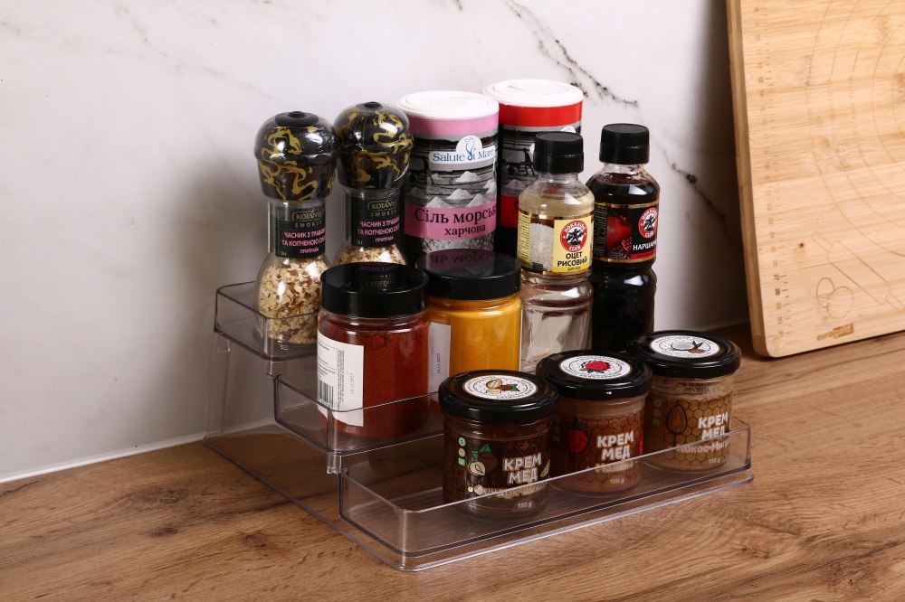 Органайзер для специй Flamberg 3-ярусный прозрачный 26,5x24x8,5 см