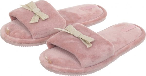 Тапки домашние HS-VL велюровые с бантом р. 40 бежевый 