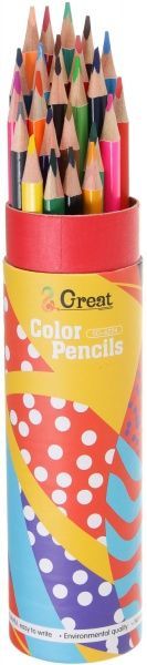 Олівці кольорові Abstraction червоний в тубусі 24 шт.