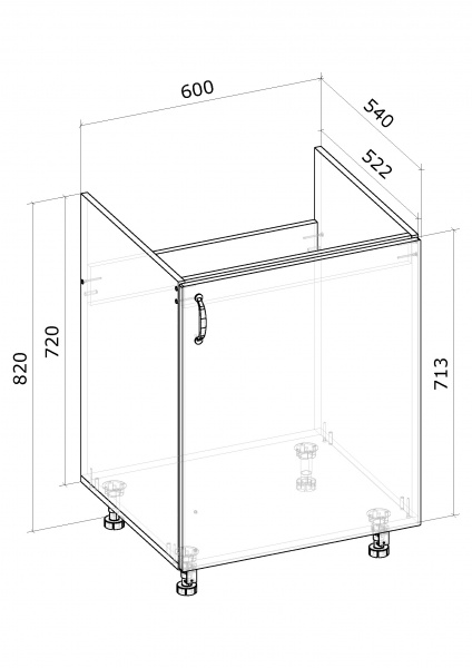 Тумба нижняя Грейд МС Мэри Нм (1ф) 600x820x540 мм дуб платиновый 