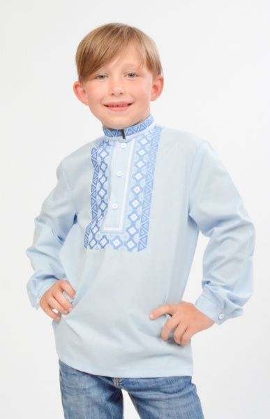 Вишиванка для хлопчиків Едельвіка 205-20/00 з синьою вишивкою р.152 блакитний 
