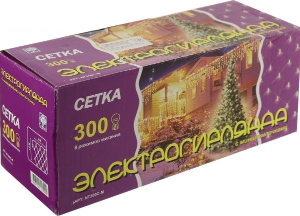 Электрогирлянда линейная внутренняя встроенный светодиод (LED) 300 ламп 2м Сетка 