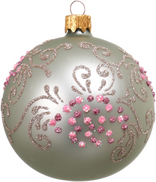 Елочная игрушка в форме шара с рисунком цветов 8 см AVG113310 