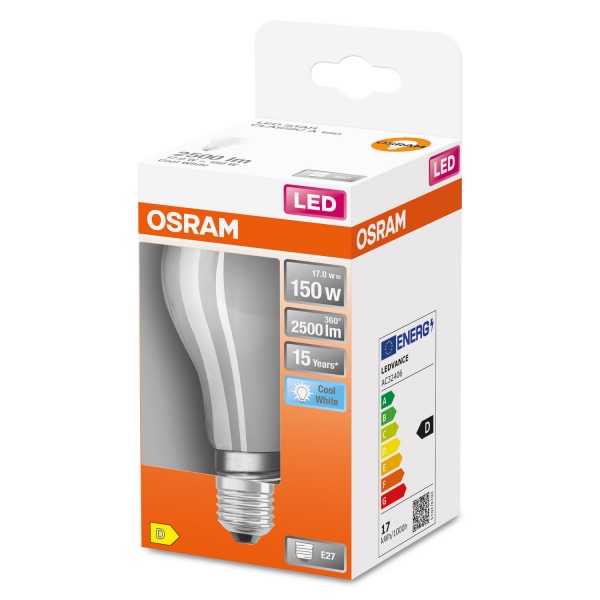Лампа светодиодная Osram A60 16 Вт E27 4000 К 220 В матовая FIL A150FR 2542Lm 