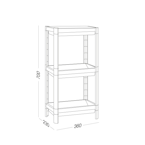 Этажерка MVM 700х360х230 мм серый (FH-22/3 GRAY)