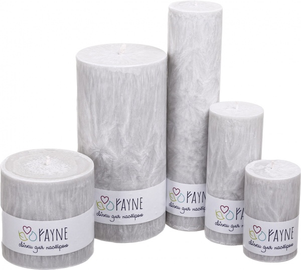 Свеча Цилиндр пальмовая серая 10х10 см ТМ FAYNE