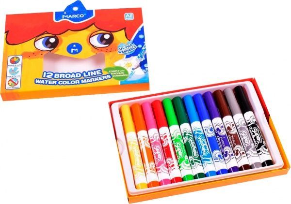 Фломастери Super Washable Jumbo 12 шт Marco