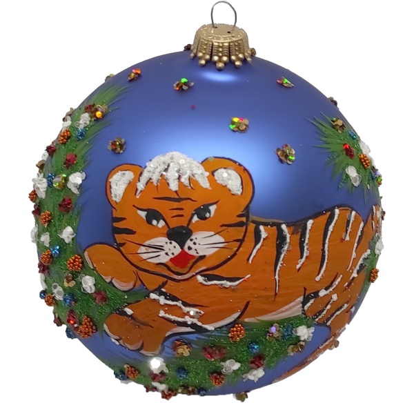 Куля новорічна 9481-4 80 мм синя