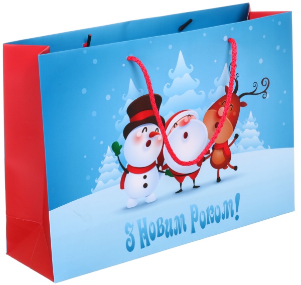Пакет подарочный горизонтальный С Новым Годом! 245х350х100 мм