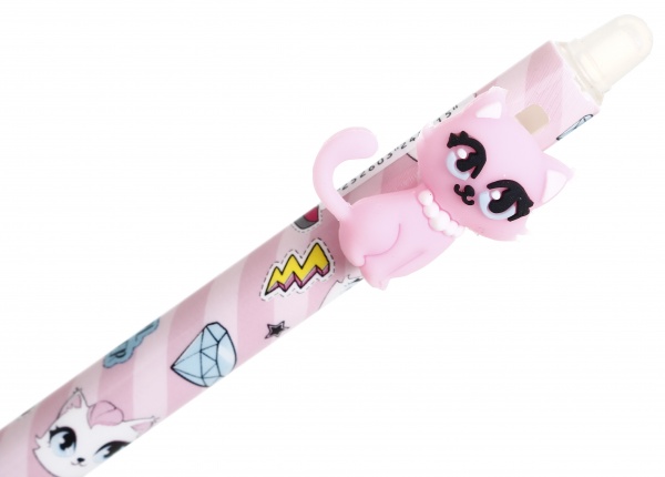 Ручка гелева напиши-зітри миле кошеня фіолетова 