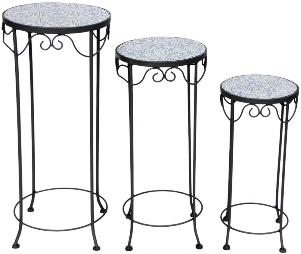 Підставка для квітів одинарна метал мозаїка круг S JF200171-3 220x480 см блакитний