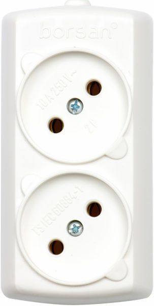 Колодка Borsan без заземления 2 гн. белый BR-1542-0 
