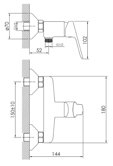 Змішувач для душу Imprese RUBIN, хром