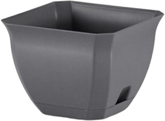 Горшок пластиковый NOLEKS с подставкой Луна 21х21 см квадратный 4,6 л антрацит 