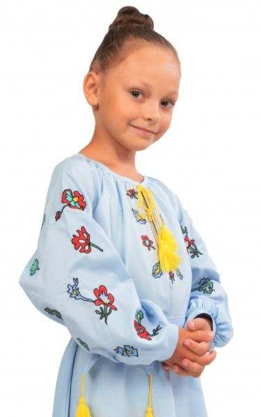 Платье Эдельвика 134 голубой 167-19/00 