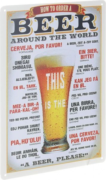 Табличка жестяная печатная Beer world 30x20 см разноцветный 