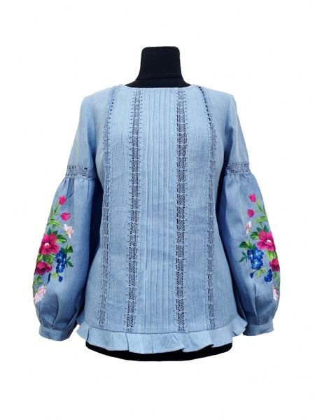 Блуза Галерея льна Светлана р. 46 темно-голубой 9081/46/78 