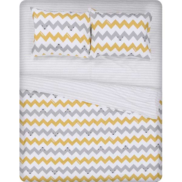 Комплект постельного белья двуспальный Zigzag серый с желтым