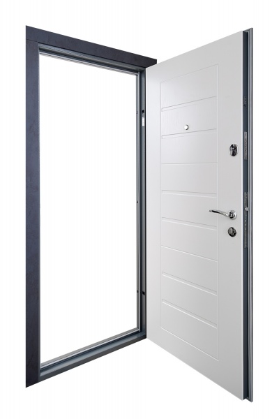 Двері вхідні Abwehr А (513+514) 096L(Бтантр + Б) бетон антрацит / білий 2050x960 мм ліві