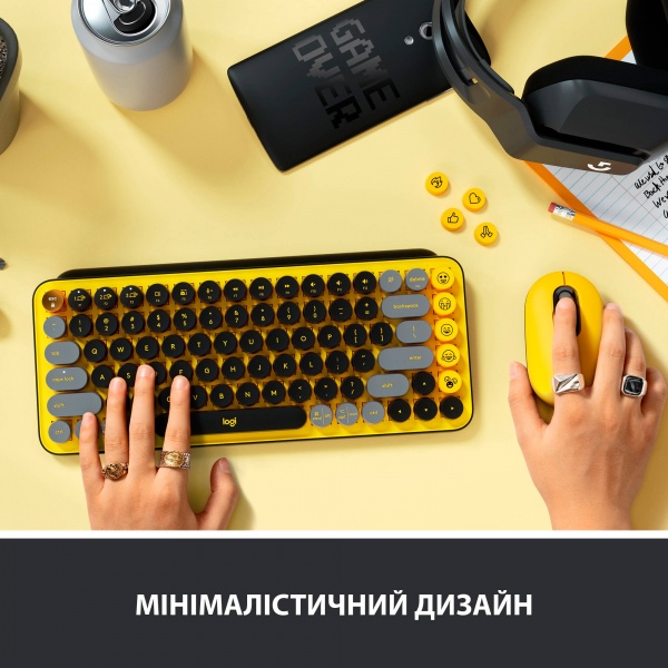 Клавіатура Logitech POP Keys Wireless Mechanical Keyboard With Emoji Keys (L920-010735) blast yellow 