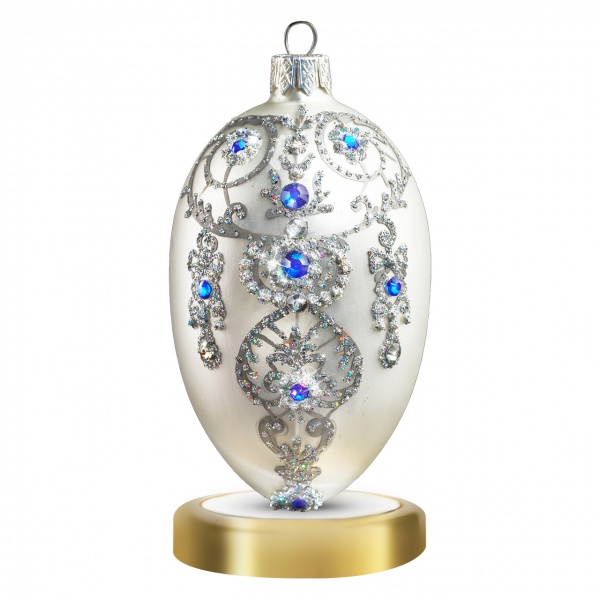 Ялинкова іграшка Діамантовий орнамент 11 см срібний BO003