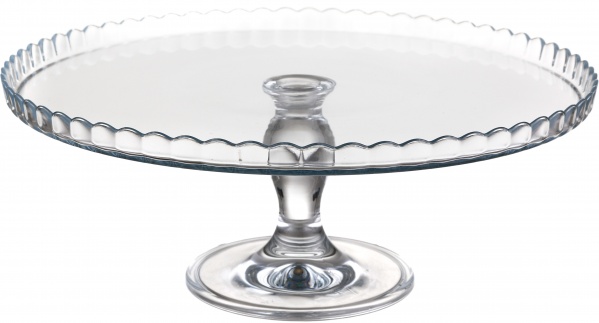 Блюдо на ніжці (бортик вгору) Patisserie 32 см скло Pasabahce 