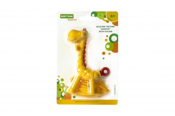 Прорезыватель силиконовый Baby Team Жирафик с держателем