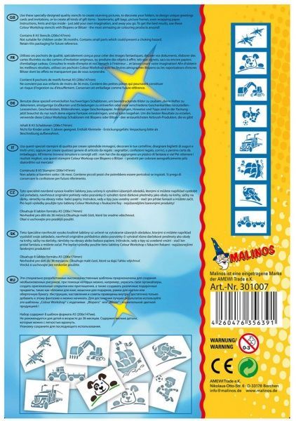 Набор трафаретов для рисования Malinos Техника 8 шт. (набор K)