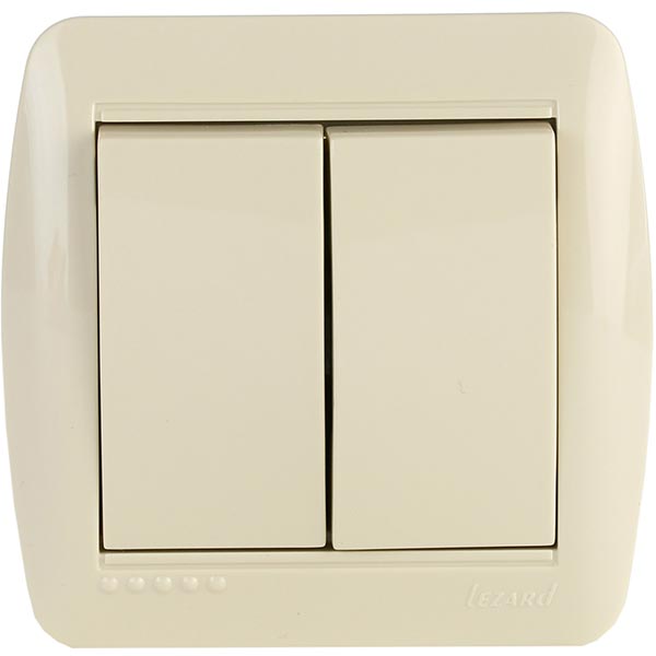 Выключатель двухклавишный Lezard Demet без подсветки 10 А 250В IP20 кремовый
