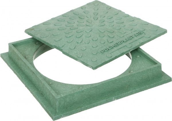 Люк ревизионный (обзорный) POLIMERPLAST 385x385 мм A15 без замка зеленый