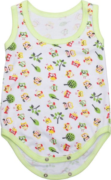 Боди детское Domtex Совята белый с салатовым 155722