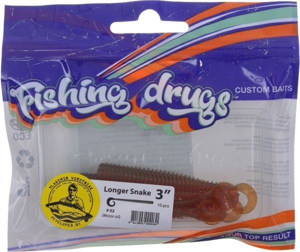 Приманки для ловли рыбы Лонгер Снейк 76 мм 10 шт. машинное масло