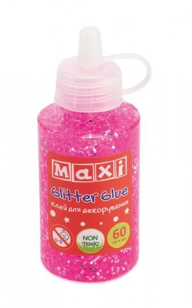 Клей для декорування з блискітками пастель 60 мл пурпурний Maxi MX61756