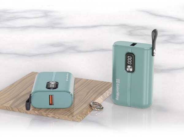Внешний аккумулятор (Powerbank) ColorWay Full power Ligthning + USB QC3.0 + USB-C PD 22.5W 10000 mAh green (CW-PB100LPK2GR-PDD) 