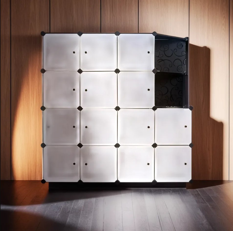 Шафа складна пластикова сubes storage 1460х1675х470 мм чорний з білим